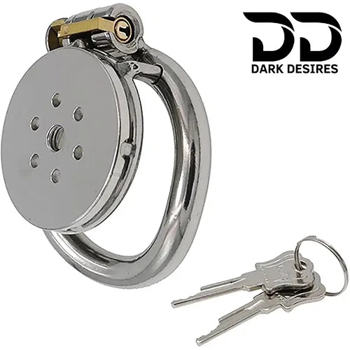 flat stainless steel chastity cage for men. cock cage Durable, secure, and comfortable for long term wear. DarkDesires.in