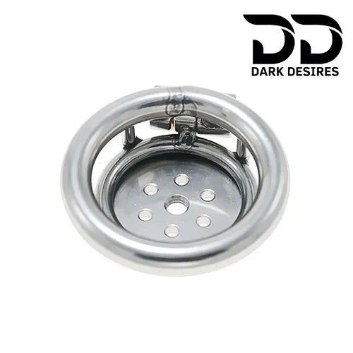 flat stainless steel chastity cage for men. cock cage Durable, secure, and comfortable for long term wear. DarkDesires.in