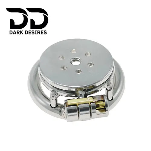flat stainless steel chastity cage for men. cock cage Durable, secure, and comfortable for long term wear. DarkDesires.in