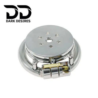 flat stainless steel chastity cage for men. cock cage Durable, secure, and comfortable for long term wear. DarkDesires.in