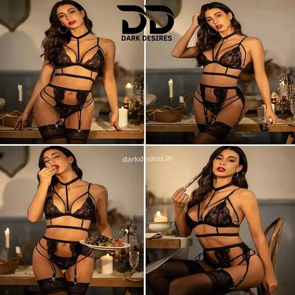 Lace Garter Lingerie Set