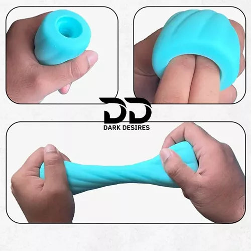 squishy ribbed masturbation sleeve for men soft, stretchy texture for intense solo pleasure for men sky blue color Male masturbator India By DarkDesires