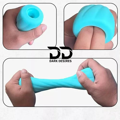 squishy ribbed masturbation sleeve for men soft, stretchy texture for intense solo pleasure for men sky blue color Male masturbator India By DarkDesires