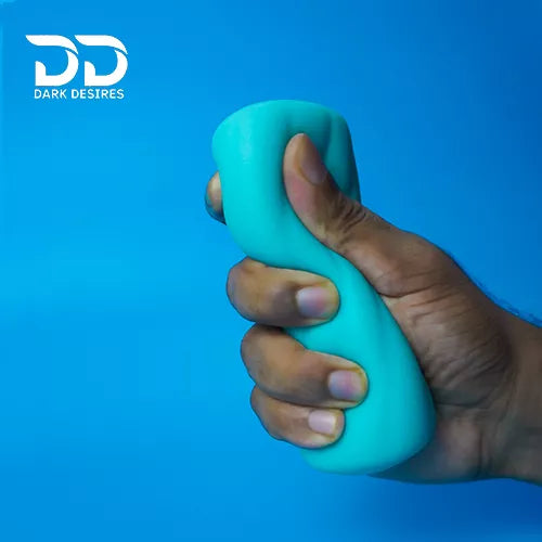 squishy ribbed masturbation sleeve for men soft, stretchy texture for intense solo pleasure for men sky blue color Male masturbator India By DarkDesires