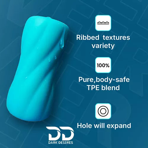 squishy ribbed masturbation sleeve for men soft, stretchy texture for intense solo pleasure for men sky blue color Male masturbator India By DarkDesires