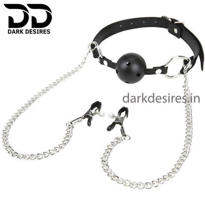 Luxury Nipple Clamps with Comfort Mouth Gag