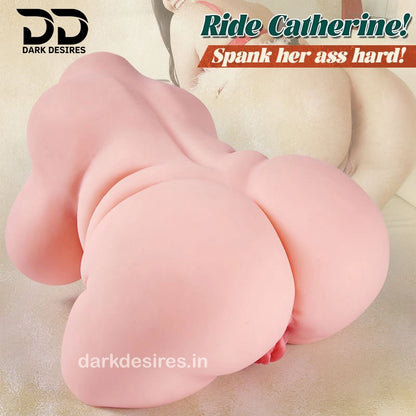 Realistic BBW silicone sex  doll with curvy body and Spank her ass hard and 'Dark Desires' branding.