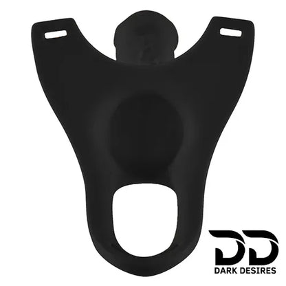  realistic hollow strap on dildo in black with wearable silicone sleeve design. Comfortable, body-safe, and secure fit India By DarkDesires.in