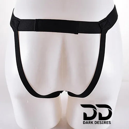  realistic hollow strap on dildo in black with wearable silicone sleeve design. Comfortable, body-safe, and secure fit India By DarkDesires.in