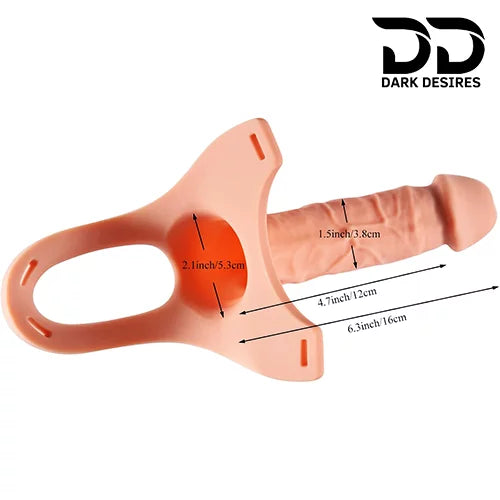  realistic hollow strap on dildo in flesh color with wearable silicone sleeve design. Comfortable, body-safe, and secure fit India By DarkDesires.in