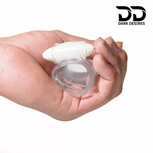 reusable silicone delay sleeve with textured crystal condom design and vibration for men. Enhances performance and stimulation, Transparent Color penis sleeve India Darkdesires