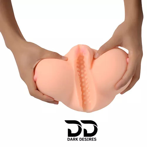  3 in 1 silicone male masturbator sex doll in india with big breast 3D design vagina anal double channels flesh color.