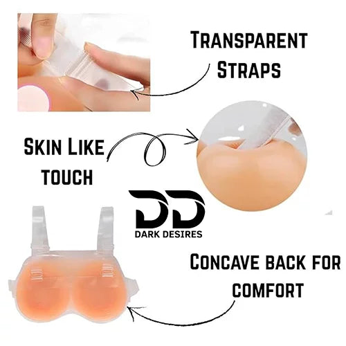 silicone breast enhancer with realistic design and shoulder straps. Comfortable, lightweight, and perfect for crossdressers and cosplay in India by DarkDesires.in