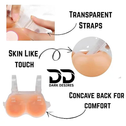 silicone breast enhancer with realistic design and shoulder straps. Comfortable, lightweight, and perfect for crossdressers and cosplay in India by DarkDesires.in
