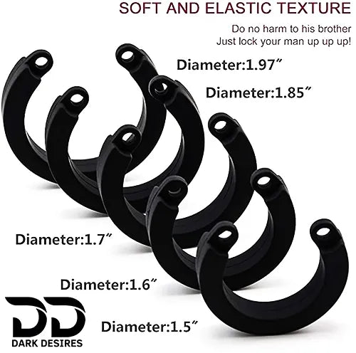 Soft Silicone Male Chastity Cage Locking Device with 5 Adjustable Rings Black Color In India By DarkDesires