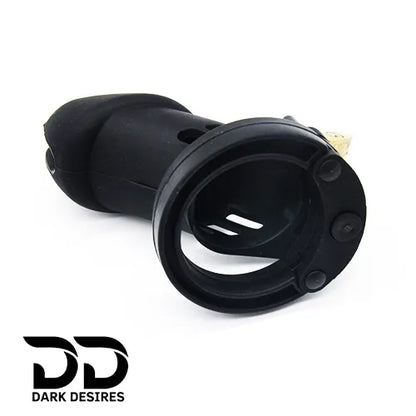 Soft Silicone Male Chastity Cage Locking Device with 5 Adjustable Rings Black Color In India By DarkDesires