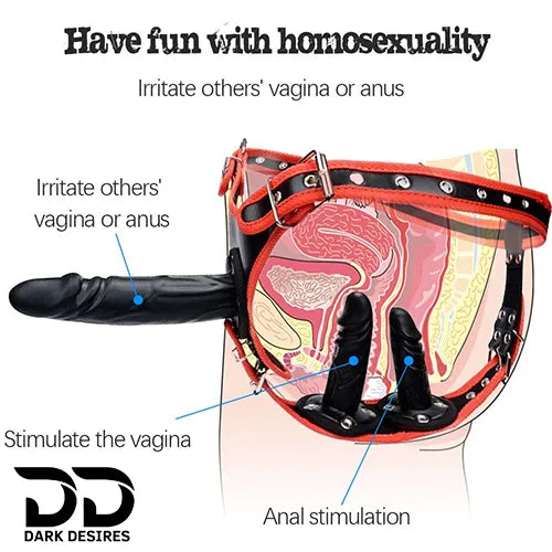 adjustable Solid strap on with 3 detachable dildos Black Color in India By DarkDesires