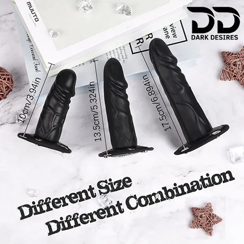 adjustable Solid strap on with 3 detachable dildos Black Color in India By DarkDesires