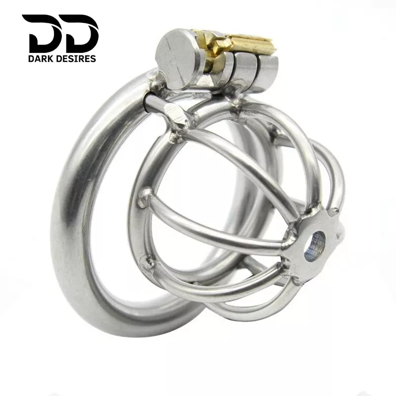 stainless steel male chastity cage with removable urethral tube and secure locking system Durable, hygienic, and ideal for fetish play penis lock device India by DarkDesires