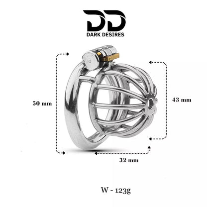stainless steel male chastity cage with removable urethral tube and secure locking system Durable, hygienic, and ideal for fetish play penis lock device India by DarkDesires