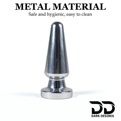stainless steel vibrating anal plug butt plug vibrator wireless remote cone shaped silver color Anal sex toys online in India by DarkDesires