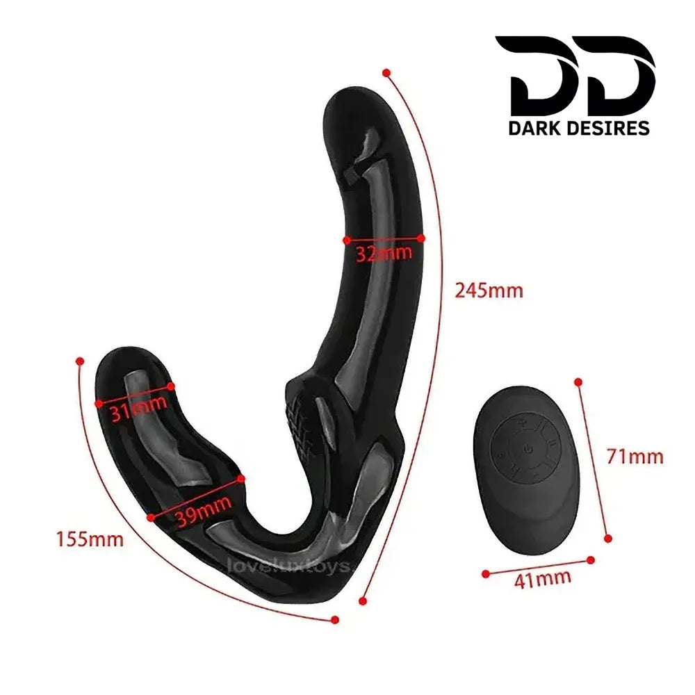 strapless strap on double ended vibrating silicone dildo india by darkddesires