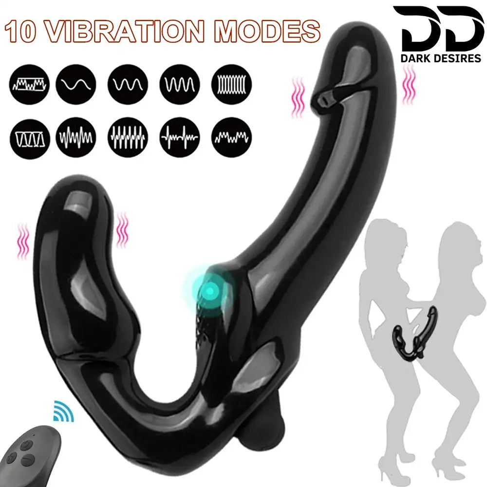 strapless strap on double ended vibrating silicone dildo india by darkddesires