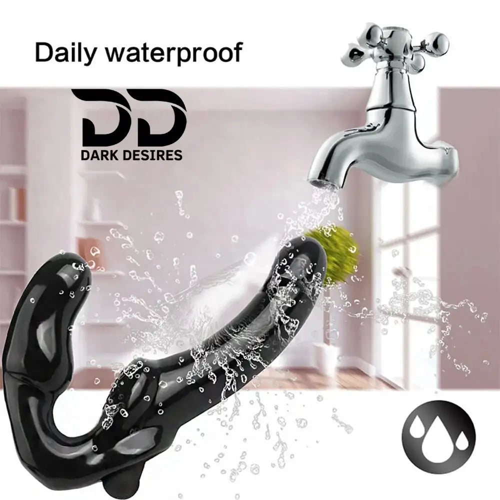 strapless strap on double ended vibrating silicone dildo india by darkddesires