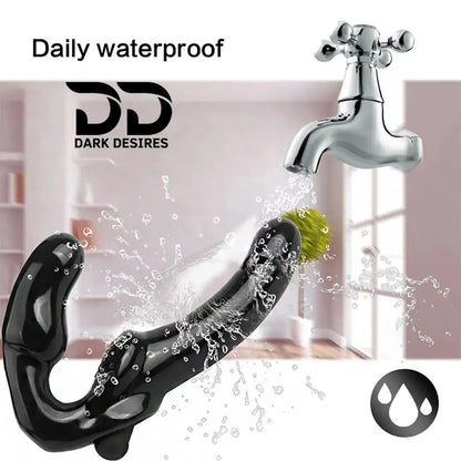 strapless strap on double ended vibrating silicone dildo india by darkddesires